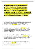 Minnesota Special Engineer &NewLine;Boiler License Exam Study &NewLine;Guide &ndash; Practice Questions &NewLine;with Verified Answers&period; GRADED &NewLine;A&plus;&period; Latest 2026&sol;2027 Update 