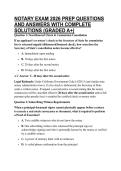 NOTARY EXAM 2026 PREP QUESTIONS AND ANSWERS WITH COMPLETE SOLUTIONS &lpar;GRADED A&plus;&rpar;