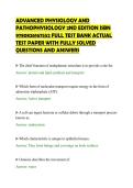 ADVANCED PHYSIOLOGY AND&NewLine;PATHOPHYSIOLOGY 2ND EDITION ISBN&NewLine;9780826167552 FULL TEST BANK ACTUAL&NewLine;TEST PAPER WITH FULLY SOLVED&NewLine;QUESTIONS AND ANSWERS