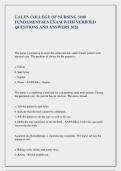 GALEN COLLEGE OF NURSING 3100 &NewLine;FUNDAMENTALS EXAM WITH VERIFIED &NewLine;QUESTIONS AND ANSWERS 2026 