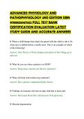 ADVANCED PHYSIOLOGY AND&NewLine;PATHOPHYSIOLOGY 2ND EDITION ISBN&NewLine;9780826167552 FULL TEST BANK&NewLine;CERTIFICATION EVALUATION LATEST&NewLine;STUDY GUIDE AND ACCURATE ANSWERS