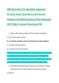 209 Kentucky Fire Sprinkler Inspector &NewLine;Practice Exam Questions and Correct &NewLine;Answers &lpar;Verified Answers&rpar; Plus Rationale &NewLine;2027 Q&A&vert; Instant Download Pdf