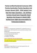 Florida Certified Residential Contractor &lpar;CRC&rpar; &NewLine;Practice Examination Practice Questions And &NewLine;Answers Newest &lpar;2025 - 2026 Update&rpar; From &NewLine;Real Past Papers Questions &ndash; Set 150 Most &NewLine;Common Actual Exam Frequently Tested &NewLine;Questions And Answers In Details 1