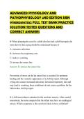 ADVANCED PHYSIOLOGY AND&NewLine;PATHOPHYSIOLOGY 2ND EDITION ISBN&NewLine;9780826167552 FULL TEST BANK PRACTICE&NewLine;SOLUTION TESTED QUESTIONS AND&NewLine;CORRECT ANSWERS