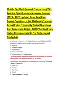 Florida Certified General Contractor &lpar;CGC&rpar; &NewLine;Practice Questions And Answers Newest &NewLine;&lpar;2025 - 2026 Update&rpar; From Real Past &NewLine;Papers Questions &ndash; Set 100 Most Common &NewLine;Actual Exam Frequently Tested Questions &NewLine;And Answers In Details 100&percnt; Verified Exam &NewLine;Highl