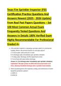 Texas Fire Sprinkler Inspector &lpar;FSI&rpar; &NewLine;Certification Practice Questions And &NewLine;Answers Newest &lpar;2025 - 2026 Update&rpar; &NewLine;From Real Past Papers Questions &ndash; Set &NewLine;100 Most Common Actual Exam &NewLine;Frequently Tested Questions And &NewLine;Answers In Details 100&percnt; Verified Ex