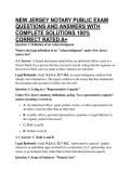 NEW JERSEY NOTARY PUBLIC EXAM QUESTIONS AND ANSWERS WITH COMPLETE SOLUTIONS 100&percnt; CORRECT RATED A&plus;