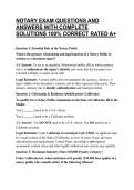 NOTARY EXAM QUESTIONS AND ANSWERS WITH COMPLETE SOLUTIONS 100&percnt; CORRECT RATED A&plus;