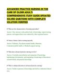 ADVANCED PRACTICE NURSING IN THE&NewLine;CARE OF OLDER ADULTS&NewLine;COMPREHENSIVE STUDY GUIDE UPDATED&NewLine;SOLVED QUESTIONS WITH COMPLETE&NewLine;SOLUTION VERIFIED