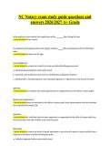 NC Notary exam study guide questions and answers 20262027 A&plus; Grade