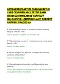 ADVANCED PRACTICE NURSING IN THE&NewLine;CARE OF OLDER ADULTS TEST BANK&NewLine;THIRD EDITION LAURIE KENNEDY&NewLine;MALONE FULL QUESTIONS AND CORRECT&NewLine;ANSWERS GRADED A&plus;