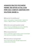 ADVANCED PRACTICE PSYCHIATRIC&NewLine;NURSING 3RD EDITION ACTUAL EXAM&NewLine;PAPER 2026 COMPLETE QUESTIONS WITH&NewLine;SOLUTIONS GRADED A&plus;