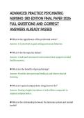 ADVANCED PRACTICE PSYCHIATRIC&NewLine;NURSING 3RD EDITION FINAL PAPER 2026&NewLine;FULL QUESTIONS AND CORRECT&NewLine;ANSWERS ALREADY PASSED