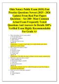 Ohio Notary Public Exam &lpar;SOS&rpar; Fast &NewLine;Practice Questions Newest &lpar;2025 - 2026 &NewLine;Update&rpar; From Real Past Papers &NewLine;Questions &ndash; Set 200&plus; Most Common &NewLine;Actual Exam Frequently Tested &NewLine;Questions And Answers In Details 100&percnt; &NewLine;Verified Exam Highly Recommendable &NewLine;F