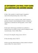 AZ OPTOMETRY LAW FINAL STUDY GUIDE&NewLine;2026 QUESTIONS AND ANSWERS GRADED&NewLine;A&plus;