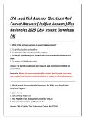 EPA Lead Risk Assessor Questions And &NewLine;Correct Answers &lpar;Verified Answers&rpar; Plus &NewLine;Rationales 2026 Q&A Instant Download &NewLine;Pdf