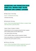 ADVERTISING AND PROMOTION EXAM&NewLine;SCRIPT FULL REVIEW SHEET TESTED&NewLine;QUESTIONS AND CORRECT ANSWERS