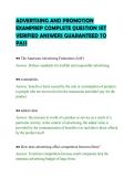 ADVERTISING AND PROMOTION&NewLine;EXAMPREP COMPLETE QUESTION SET&NewLine;VERIFIED ANSWERS GUARANTEED TO&NewLine;PASS