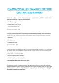 Pharmacology HESI Exam &ndash; Certified Questions and Answers &ndash; Nursing Pharmacology Exam Preparation Study Guide