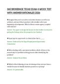 SAE BROKERAGE TEXAS EXAM 4 MOCK TEST&NewLine;WITH ANSWER RATIONALES 2026&NewLine;