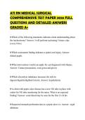 ATI RN MEDICAL SURGICAL&NewLine;COMPREHENSIVE TEST PAPER 2026 FULL&NewLine;QUESTIONS AND DETAILED ANSWERS&NewLine;GRADED A&plus;
