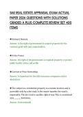 SAE REAL ESTATE APPRAISAL EXAM ACTUAL&NewLine;PAPER 2026 QUESTIONS WITH SOLUTIONS&NewLine;GRADED A PLUS COMPLETE REVIEW SET 400&NewLine;ITEMS