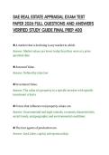 SAE REAL ESTATE APPRAISAL EXAM TEST&NewLine;PAPER 2026 FULL QUESTIONS AND ANSWERS&NewLine;VERIFIED STUDY GUIDE FINAL PREP 400&NewLine;