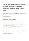 SAE PROPERTY MANAGEMENT TEXAS FAIR&NewLine;HOUSING AND LEGAL COMPLIANCE&NewLine;EXAM 2026 COMPLETE Q AND A STUDY&NewLine;PACK&NewLine;