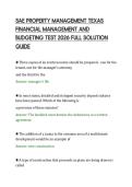 SAE PROPERTY MANAGEMENT TEXAS&NewLine;FINANCIAL MANAGEMENT AND&NewLine;BUDGETING TEST 2026 FULL SOLUTION&NewLine;GUIDE&NewLine;