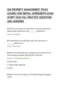 SAE PROPERTY MANAGEMENT TEXAS&NewLine;LEASING AND RENTAL AGREEMENTS EXAM&NewLine;SCRIPT 2026 FULL PRACTICE QUESTIONS&NewLine;AND ANSWERS&NewLine;