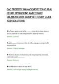 SAE PROPERTY MANAGEMENT TEXAS REAL&NewLine;ESTATE OPERATIONS AND TENANT&NewLine;RELATIONS 2026 COMPLETE STUDY GUIDE&NewLine;AND SOLUTIONS&NewLine;