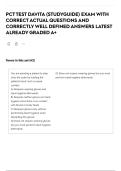 PCT TEST DAVITA &lpar;STUDYGUIDE&rpar; EXAM WITH CORRECT ACTUAL QUESTIONS AND CORRECTLY WELL DEFINED ANSWERS LATEST ALREADY GRADED A&plus;