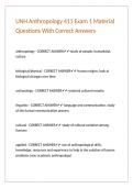 UNH Anthropology 411 Exam 1 Material Questions With Correct Answers