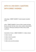 ANTH 411 UNH EXAM 1 QUESTIONS WITH CORRECT ANSWERS