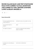 RHODE ISLAND BLUE CARD TEST STUDYGUIDE EXAM WITH CORRECT ACTUAL QUESTIONS AND CORRECTLY WELL DEFINED ANSWERS LATEST ALREADY GRADED A&plus;