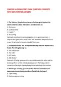 PEARSON VUE REAL ESTATE EXAM QUESTIONS COMPLETE WITH 100&percnt; VERIFIED ANSWERS