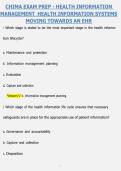 CHIMA EXAM PREP &ndash; HEALTH INFORMATION MANAGEMENT&colon; HEALTH INFORMATION SYSTEMS MOVING TOWARDS AN EHR &vert; QUESTIONS & ANSWERS &vert; COMPREHENSIVE CHIMA CERTIFICATION STUDY GUIDE &vert; VERIFIED ANSWERS