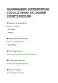 SALES MANAGEMENT CERTIFICATION EXAM&NewLine;CORE SALES STRATEGY AND LEADERSHIP&NewLine;CONCEPTS REVIEW 2026