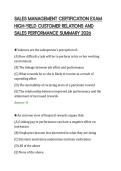 SALES MANAGEMENT CERTIFICATION EXAM&NewLine;HIGH-YIELD CUSTOMER RELATIONS AND&NewLine;SALES PERFORMANCE SUMMARY 2026&NewLine;