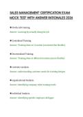SALES MANAGEMENT CERTIFICATION EXAM&NewLine;MOCK TEST WITH ANSWER RATIONALES 2026&NewLine;