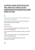 SALESFORCE ADMIN CERTIFICATION EXAM&NewLine;FINAL PAPER 2026 COMPLETE SOLVED&NewLine;QUESTIONS PRACTICE REVISION PACK EXPERT&NewLine;REVIEW 470 ITEMS&NewLine;