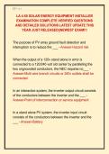 LA 4-50 SOLAR ENERGY EQUIPMENT INSTALLER &NewLine;EXAMINATION COMPLETE VERIFIED QUESTIONS &NewLine;AND DETAILED SOLUTIONS LATEST UPDATE THIS &NewLine;YEAR JUST RELEASED&vert;&vert;NEWEST EXAM&excl;&excl;&excl; 