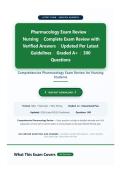 Pharmacology Exam Review 2026&colon; 300 Verified Questions with Rationales & Why-Wrong Explanations &vert; NCLEX Drug Mechanism of Action Prep &vert; Graded A&plus; &vert; Latest Guidelines