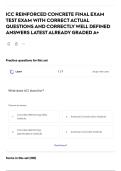 ICC REINFORCED CONCRETE FINAL EXAM TEST EXAM WITH CORRECT ACTUAL QUESTIONS AND CORRECTLY WELL DEFINED ANSWERS LATEST ALREADY GRADED A&plus;
