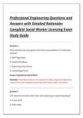 Professional Engineering Questions and &NewLine;Answers with Detailed Rationales &NewLine;Complete Social Worker Licensing Exam &NewLine;Study Guide