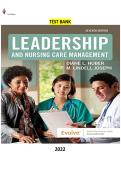 COMPLETE  Elaborated Test bank for Leadership  and  Nursing Care Management 7th Edition by Diane Huber  and M&period; Lindell Joseph 