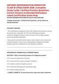 ONTARIO REFRIGERATION OPERATOR CLASS B &lpar;TSSA&rpar; EXAM 2026 &vert; Complete Study Guide &vert; Verified Practice Questions&comma; Correct Answers & Detailed Rationales &vert; Latest Certification Exam Prep