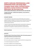 NORTH CAROLINA PROFESSIONAL LAND SURVEYOR STATE LAW EXAM 2026 &vert; Complete Study Guide &vert; Verified Practice Questions&comma; Correct Answers & Detailed Rationales &vert; NC PLS Exam Prep