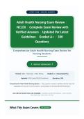 Adult Health Nursing Exam Review &colon; 300 Verified Questions with Rationales & Why-Wrong Explanations &vert; NCLEX Med-Surg Prep &vert; Graded A&plus; &vert; Latest Guidelines