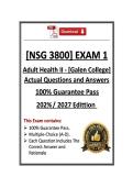 NSG3800&sol;NSG 3800 Exam 1 &vert; Adult Health II &vert; Galen College &vert; Q & A &vert; 2026&sol;2027 Edition &lpar;PDF&rpar;